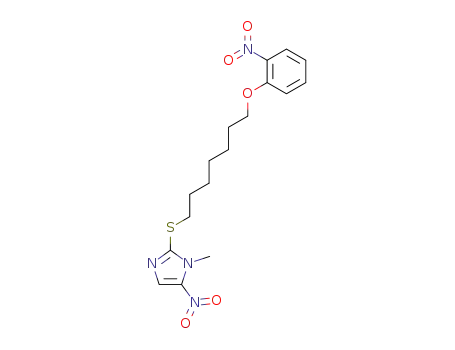 Molecular Structure of 53869-29-7 (1H-Imidazole, 1-methyl-5-nitro-2-[[7-(2-nitrophenoxy)heptyl]thio]-)