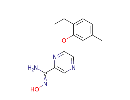 Molecular Structure of 63662-30-6 (Pyrazinecarboximidamide,
N-hydroxy-6-[5-methyl-2-(1-methylethyl)phenoxy]-)
