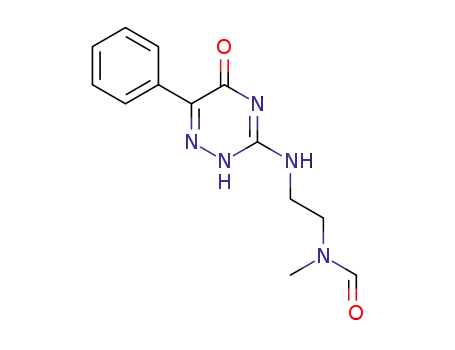 Molecular Structure of 63062-83-9 (Formamide,
N-[2-[(2,5-dihydro-5-oxo-6-phenyl-1,2,4-triazin-3-yl)amino]ethyl]-N-meth
yl-)