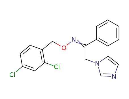 Molecular Structure of 64211-50-3 (Ethanone, 2-(1H-imidazol-1-yl)-1-phenyl-,
O-[(2,4-dichlorophenyl)methyl]oxime)