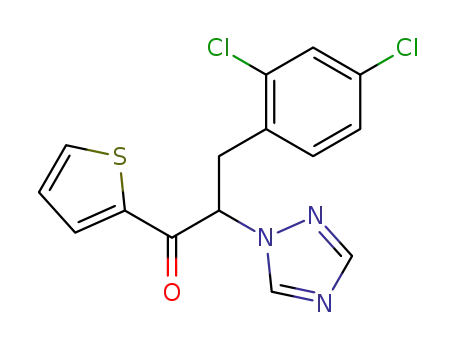 Molecular Structure of 63094-04-2 (1-Propanone,
3-(2,4-dichlorophenyl)-1-(2-thienyl)-2-(1H-1,2,4-triazol-1-yl)-)