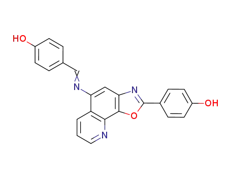 Molecular Structure of 63195-48-2 (Phenol,
4-[5-[[(4-hydroxyphenyl)methylene]amino]oxazolo[4,5-h]quinolin-2-yl]-)
