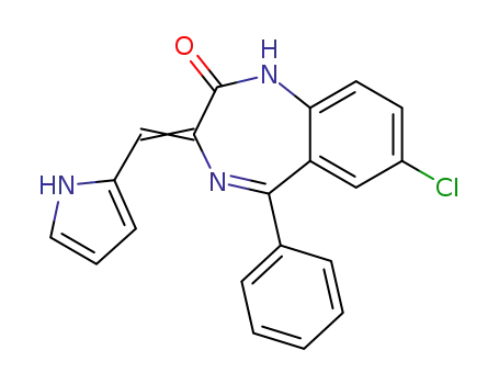 Molecular Structure of 55056-40-1 (2H-1,4-Benzodiazepin-2-one,
7-chloro-1,3-dihydro-5-phenyl-3-(1H-pyrrol-2-ylmethylene)-)