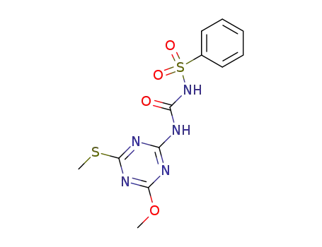 Molecular Structure of 64902-67-6 (Benzenesulfonamide,
N-[[[4-methoxy-6-(methylthio)-1,3,5-triazin-2-yl]amino]carbonyl]-)