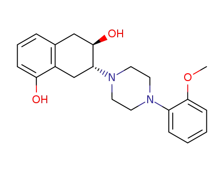 Molecular Structure of 62945-99-7 (1,6-Naphthalenediol,
5,6,7,8-tetrahydro-7-[4-(2-methoxyphenyl)-1-piperazinyl]-, trans-)
