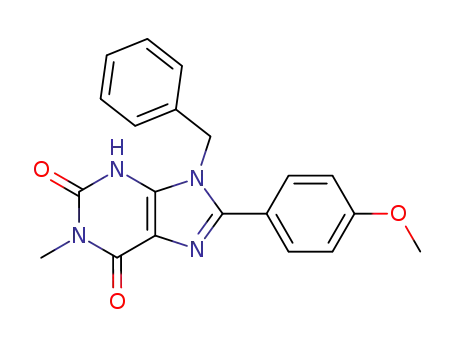 1H-Purine-2,6-dione,
3,9-dihydro-8-(4-methoxyphenyl)-1-methyl-9-(phenylmethyl)-