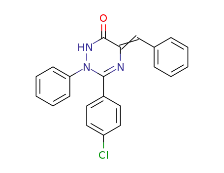 Molecular Structure of 76102-53-9 (1,2,4-Triazin-6(1H)-one,
3-(4-chlorophenyl)-2,5-dihydro-2-phenyl-5-(phenylmethylene)-)