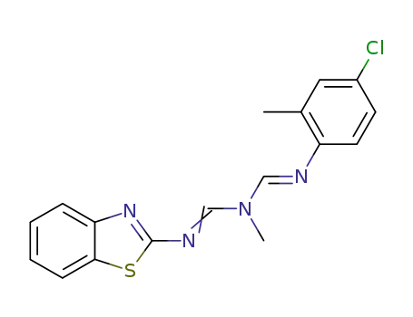 Molecular Structure of 65258-85-7 (Methanimidamide,
N'-2-benzothiazolyl-N-[[(4-chloro-2-methylphenyl)imino]methyl]-N-methyl
-)