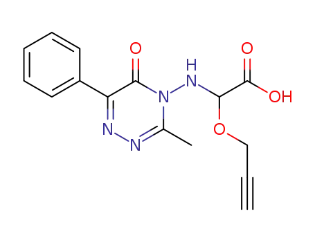 Molecular Structure of 63760-81-6 (Acetic acid,
[(3-methyl-5-oxo-6-phenyl-1,2,4-triazin-4(5H)-yl)amino](2-propynyloxy)-)