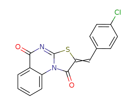 Molecular Structure of 62473-11-4 (5H-Thiazolo[3,2-a]quinazoline-1,5(2H)-dione,
2-[(4-chlorophenyl)methylene]-)