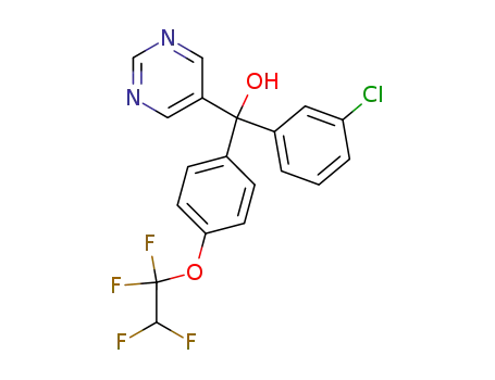 Molecular Structure of 56425-98-0 (5-Pyrimidinemethanol,
a-(3-chlorophenyl)-a-[4-(1,1,2,2-tetrafluoroethoxy)phenyl]-)
