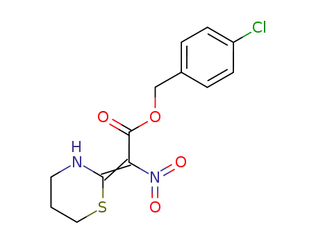 Molecular Structure of 60517-11-5 (Acetic acid, nitro(tetrahydro-2H-1,3-thiazin-2-ylidene)-,
(4-chlorophenyl)methyl ester)