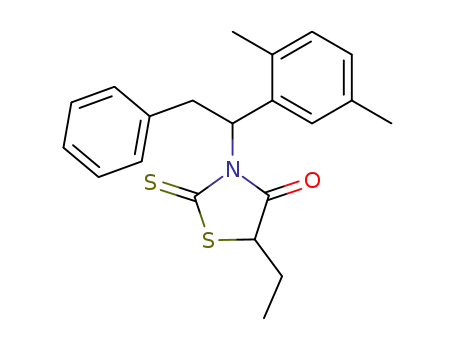 Molecular Structure of 62299-01-8 (4-Thiazolidinone,
3-[1-(2,5-dimethylphenyl)-2-phenylethyl]-5-ethyl-2-thioxo-)