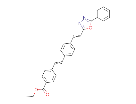 Molecular Structure of 63443-09-4 (Benzoic acid,
4-[2-[4-[2-(5-phenyl-1,3,4-oxadiazol-2-yl)ethenyl]phenyl]ethenyl]-, ethyl
ester)