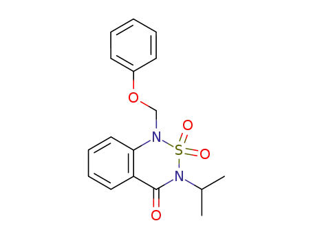 Molecular Structure of 61225-05-6 (1H-2,1,3-Benzothiadiazin-4(3H)-one,
3-(1-methylethyl)-1-(phenoxymethyl)-, 2,2-dioxide)