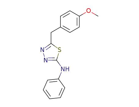 Molecular Structure of 63617-24-3 (1,3,4-Thiadiazol-2-amine, 5-[(4-methoxyphenyl)methyl]-N-phenyl-)