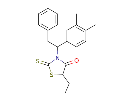 Molecular Structure of 62299-03-0 (4-Thiazolidinone,
3-[1-(3,4-dimethylphenyl)-2-phenylethyl]-5-ethyl-2-thioxo-)