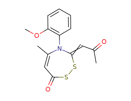 7H-1,2,4-Dithiazepin-7-one,
3,4-dihydro-4-(2-methoxyphenyl)-5-methyl-3-(2-oxopropylidene)-