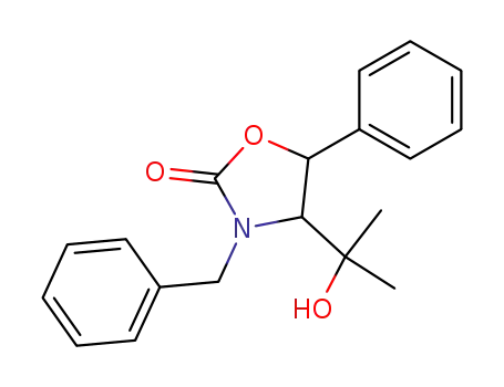 Molecular Structure of 62941-67-7 (2-Oxazolidinone, 4-(1-hydroxy-1-methylethyl)-5-phenyl-3-(phenylmethyl)-)