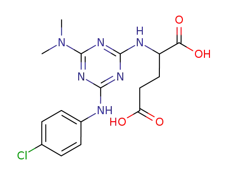 Molecular Structure of 63875-28-5 (L-Glutamic acid,
N-[4-[(4-chlorophenyl)amino]-6-(dimethylamino)-1,3,5-triazin-2-yl]-)