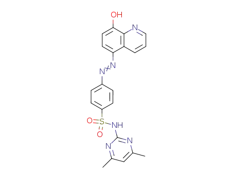 Molecular Structure of 16588-45-7 (Benzenesulfonamide,
N-(4,6-dimethyl-2-pyrimidinyl)-4-[(8-hydroxy-5-quinolinyl)azo]-)