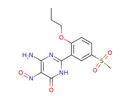 Molecular Structure of 61627-26-7 (4(1H)-Pyrimidinone,
6-amino-2-[5-(methylsulfonyl)-2-propoxyphenyl]-5-nitroso-)