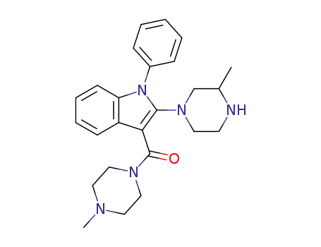 Molecular Structure of 63926-11-4 (Piperazine,
1-methyl-4-[[2-(3-methyl-1-piperazinyl)-1-phenyl-1H-indol-3-yl]carbonyl]-)