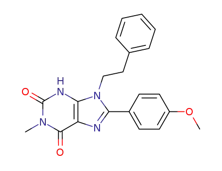 1H-Purine-2,6-dione,
3,9-dihydro-8-(4-methoxyphenyl)-1-methyl-9-(2-phenylethyl)-