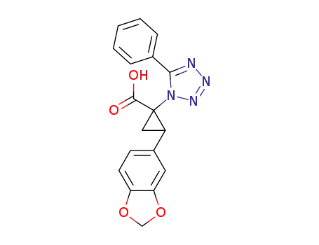 Molecular Structure of 62567-62-8 (Cyclopropanecarboxylic acid,
2-(1,3-benzodioxol-5-yl)-1-(5-phenyl-1H-tetrazol-1-yl)-)