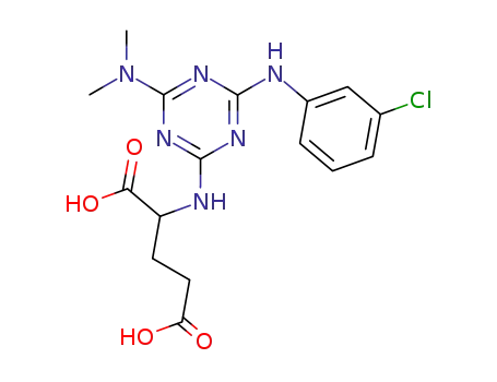 Molecular Structure of 63875-27-4 (L-Glutamic acid,
N-[4-[(3-chlorophenyl)amino]-6-(dimethylamino)-1,3,5-triazin-2-yl]-)