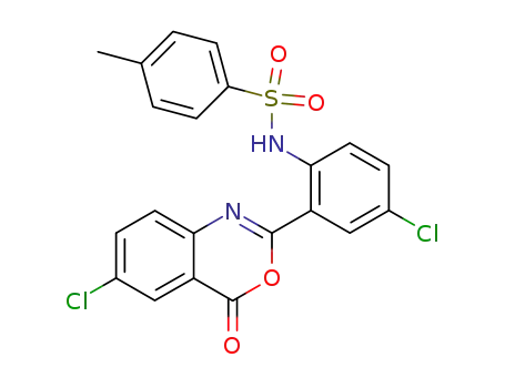 Molecular Structure of 124353-45-3 (2-[2-(4-methylphenylsulphonylamino)-5-chlorophenyl]-6-chloro-4H-3,1-benzoxazin-4-one)