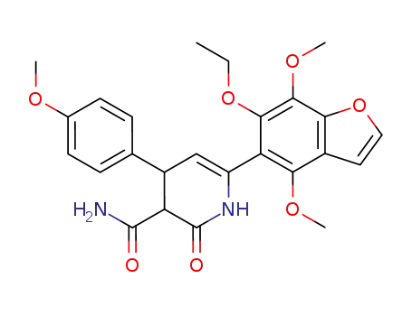 Molecular Structure of 62062-14-0 (3-Pyridinecarboxamide,
6-(6-ethoxy-4,7-dimethoxy-5-benzofuranyl)-1,2,3,4-tetrahydro-4-(4-meth
oxyphenyl)-2-oxo-)