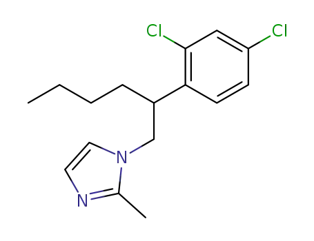 Molecular Structure of 61019-75-8 (1H-Imidazole, 1-[2-(2,4-dichlorophenyl)hexyl]-2-methyl-)