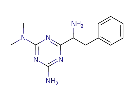 Molecular Structure of 60603-69-2 (1,3,5-Triazine-2,4-diamine, 6-(1-amino-2-phenylethyl)-N,N-dimethyl-)