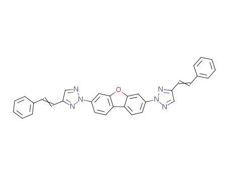 Molecular Structure of 41344-82-5 (2H-1,2,3-Triazole, 2,2'-(3,7-dibenzofurandiyl)bis[4-(2-phenylethenyl)-)
