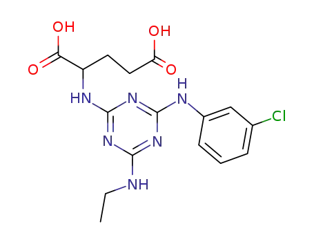 Molecular Structure of 62914-36-7 (L-Glutamic acid,
N-[4-[(3-chlorophenyl)amino]-6-(ethylamino)-1,3,5-triazin-2-yl]-)