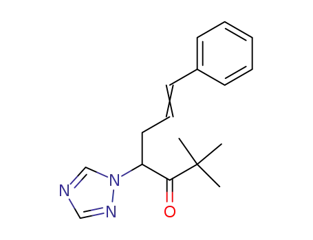 Molecular Structure of 63191-15-1 (6-Hepten-3-one, 2,2-dimethyl-7-phenyl-4-(1H-1,2,4-triazol-1-yl)-)