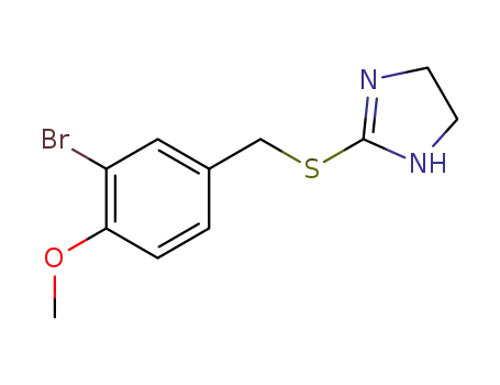 Molecular Structure of 63549-91-7 (1H-Imidazole, 2-[[(3-bromo-4-methoxyphenyl)methyl]thio]-4,5-dihydro-)