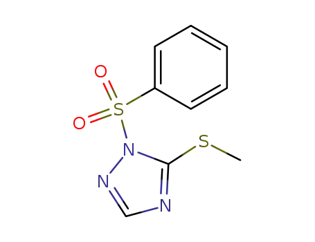 Molecular Structure of 63236-95-3 (1H-1,2,4-Triazole, 5-(methylthio)-1-(phenylsulfonyl)-)