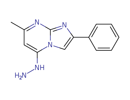 Molecular Structure of 13994-74-6 (Imidazo[1,2-a]pyrimidine, 5-hydrazino-7-methyl-2-phenyl-)