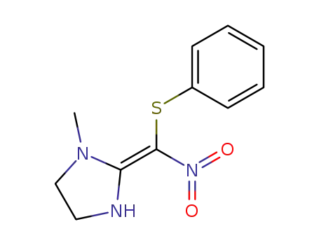 Molecular Structure of 59761-07-8 (Imidazolidine, 1-methyl-2-[nitro(phenylthio)methylene]-)
