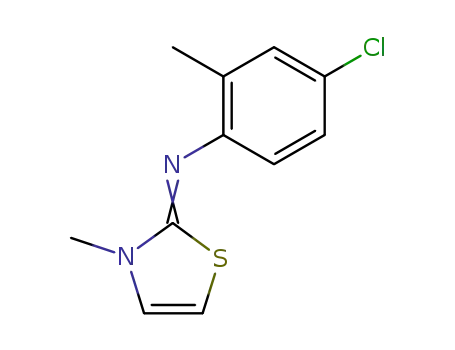 Molecular Structure of 61676-92-4 (Benzenamine, 4-chloro-2-methyl-N-(3-methyl-2(3H)-thiazolylidene)-)