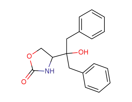 Molecular Structure of 62941-49-5 (2-Oxazolidinone, 4-[1-hydroxy-2-phenyl-1-(phenylmethyl)ethyl]-)