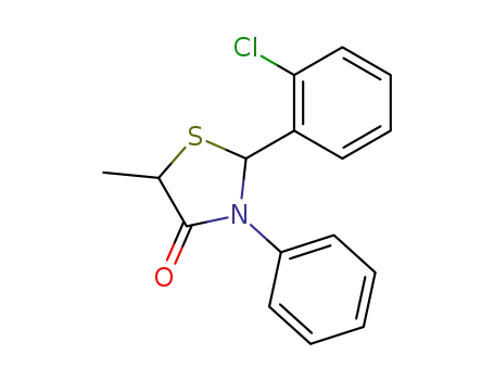 Molecular Structure of 63444-74-6 (4-Thiazolidinone, 2-(2-chlorophenyl)-5-methyl-3-phenyl-)