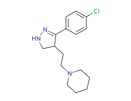Molecular Structure of 64413-29-2 (Piperidine, 1-[2-[3-(4-chlorophenyl)-4,5-dihydro-1H-pyrazol-4-yl]ethyl]-)
