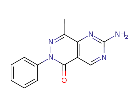 Molecular Structure of 62327-90-6 (Pyrimido[4,5-d]pyridazin-5(6H)-one, 2-amino-8-methyl-6-phenyl-)