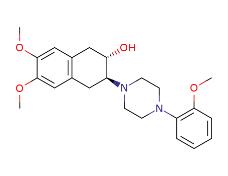 Molecular Structure of 62946-13-8 (2-Naphthalenol,
1,2,3,4-tetrahydro-6,7-dimethoxy-3-[4-(2-methoxyphenyl)-1-piperazinyl]-
, trans-)
