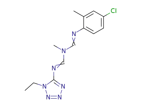 Molecular Structure of 65259-06-5 (Methanimidamide,
N'-(4-chloro-2-methylphenyl)-N-[[(1-ethyl-1H-tetrazol-5-yl)imino]methyl]-
N-methyl-)