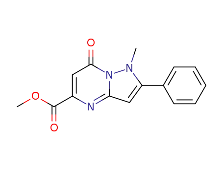 Molecular Structure of 65775-05-5 (Pyrazolo[1,5-a]pyrimidine-5-carboxylic acid,
1,7-dihydro-1-methyl-7-oxo-2-phenyl-, methyl ester)