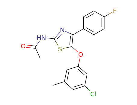 Molecular Structure of 61384-03-0 (Acetamide,
N-[5-(3-chloro-5-methylphenoxy)-4-(4-fluorophenyl)-2-thiazolyl]-)